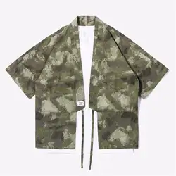 2019 новая весенняя модная мужская рубашка четырех цветов Мужская индивидуальная Повседневная рубашка японское кимоно футболка с коротким