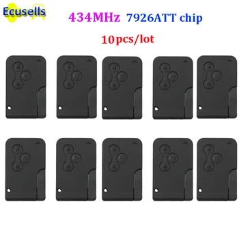 

10PCS/LOT Smart card Remote key fob 3 button 434MHZ 7926ATT chip for Renault Megane Scenic 2003-2008
