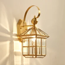 modern American style creative art deco LED wall lamp vintage outdoor copper garden lamp bar corridor lamp courtyard lamp E27