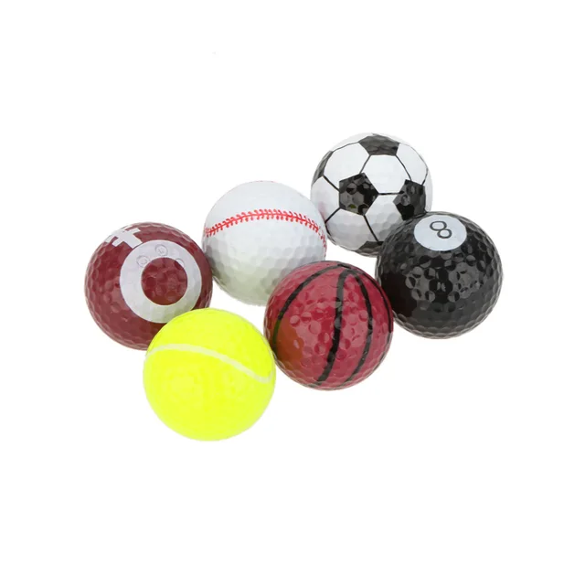 Portable 6Pcs Rubber Golf Balls Indoor Outdoor Practice Training Aids