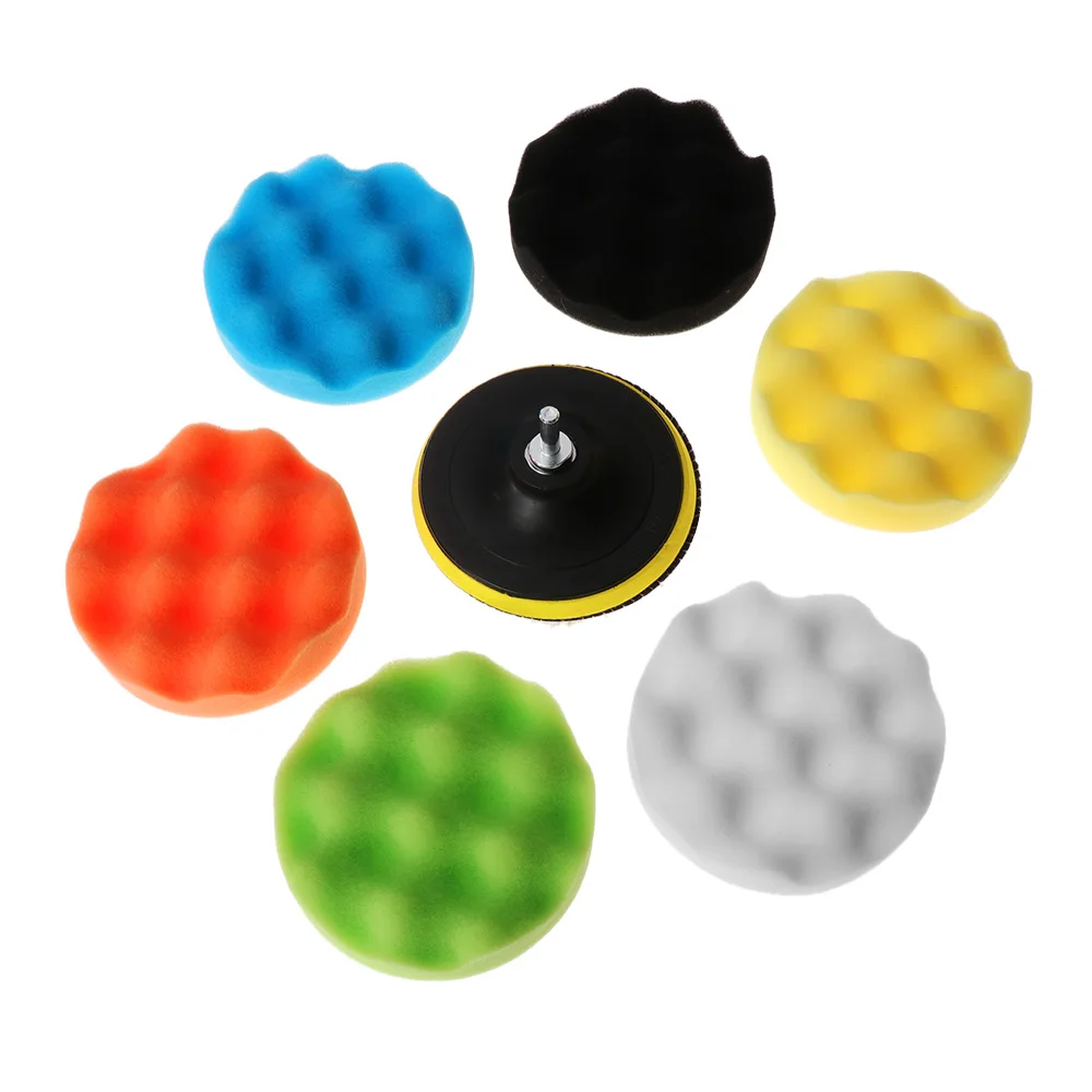 

8Pcs Car Sponge Polishing Pad Set 3/4/5/6/7 inch Buffing Waxing Pad For Boat Car Polisher Buffer Drill Wheel Polisher Tools