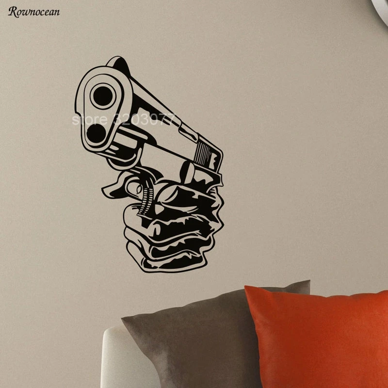 Shooting Gun Handgun Weapon Military Firearms Vinyl Art Home Decor Wall