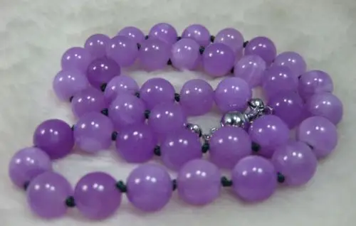 

1333 NATURE LAVENDER 12MM JADE BEADS JADEITE NECKLACE 18INCH