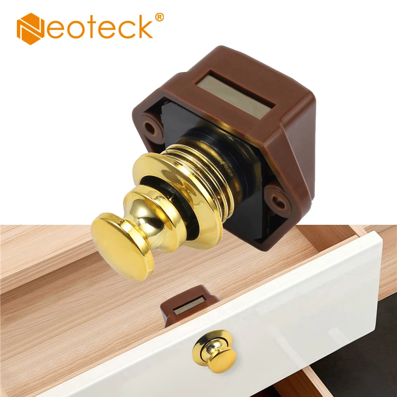 

Neoteck 5Pcs/set Golden Push Button Diameter 20mm Drawer Cupboard Door Catch Lock Latch Knob For Caravan Motorhome Cabinet