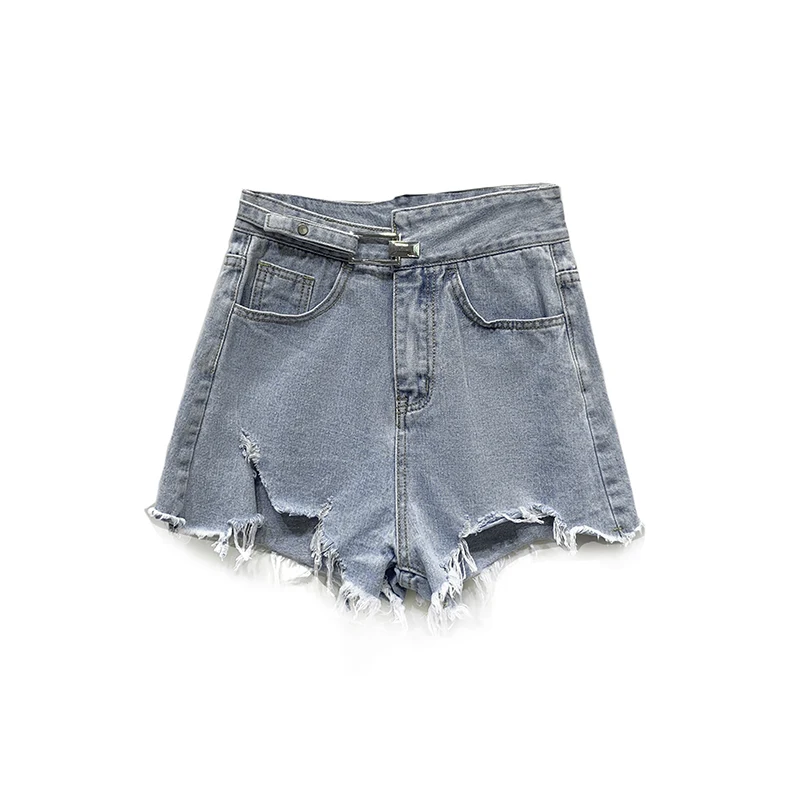 Pengpious/короткие джинсы с высокой талией; мягкие хлопковые джинсовые штаны с широким подолом; реальные фотографии для девочек; сезон лето