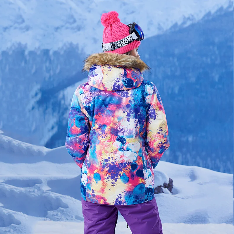 Новинка, женская фиолетовая лыжная куртка, Женская цветная куртка для верховой езды, сноубординга, лыжного спорта, водонепроницаемая ветрозащитная термо-анорак, лыжная одежда