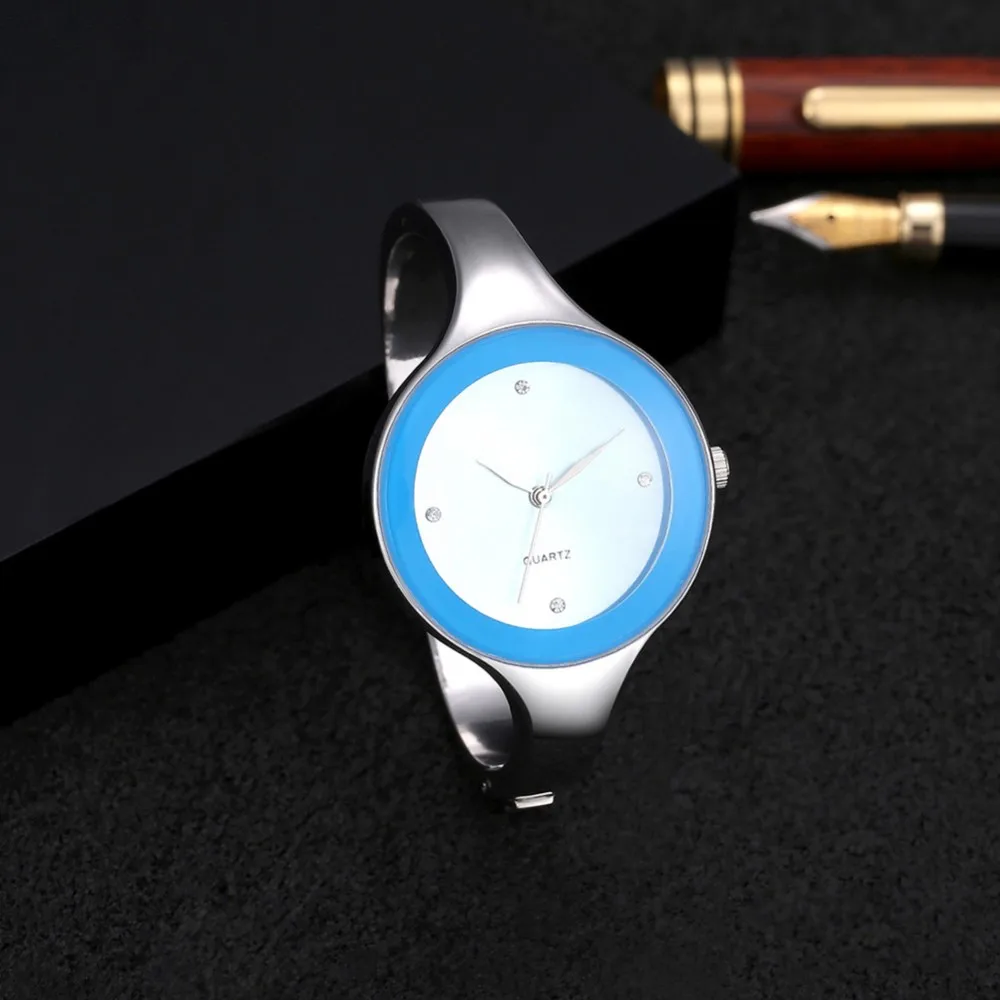 Роскошные часы-браслет с кристаллами, женские часы, простые модные женские часы из нержавеющей стали, женские часы, часы, reloj mujer - Цвет: Синий
