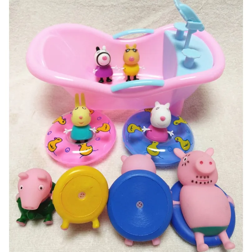Peppa игрушки "Свинка" Джордж ванна для купания Семейный комплект папа игрушка для ванной играть воду детская игрушка высокое качество игрушки для детей подарок