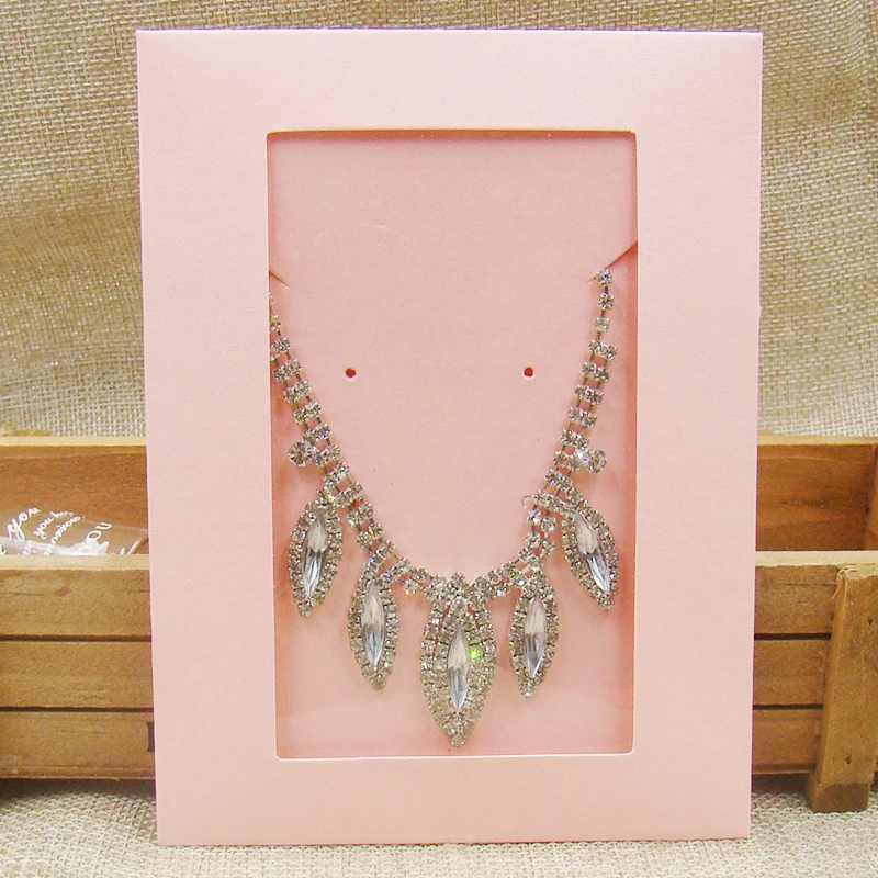 

5PC/lot custom jewerly window package box pink necklace earring jewelry package box with pvc windwo custom logo