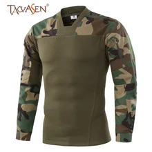 TACVASEN мужская Военная тактическая футболка армейская камуфляжная футболка с длинным рукавом охота, треккинг хлопковая Футболка уличная походная рубашка