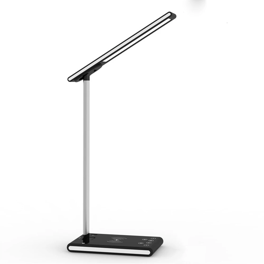 

LED Desk Lamp USB/Qi Wireless Charging 10W Stepless Dimming Timed Off Portable Foldable Folding Table Desk for Learning Work