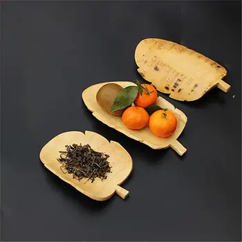 

Environmentally Bamboo Root Carving Dinner Plate Beef Steak Fruit Snacks Tray Tea Tray Restaurant Storage Plate Solid Wood Plate
