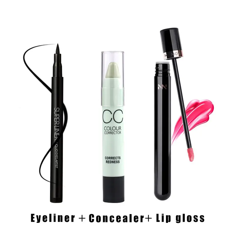 MENOW Brand Make up set High quality Waterproof Eyeliner& 6Color Concealer Brighten pencil& Lasting lip gloss Cosmetic kit 5347