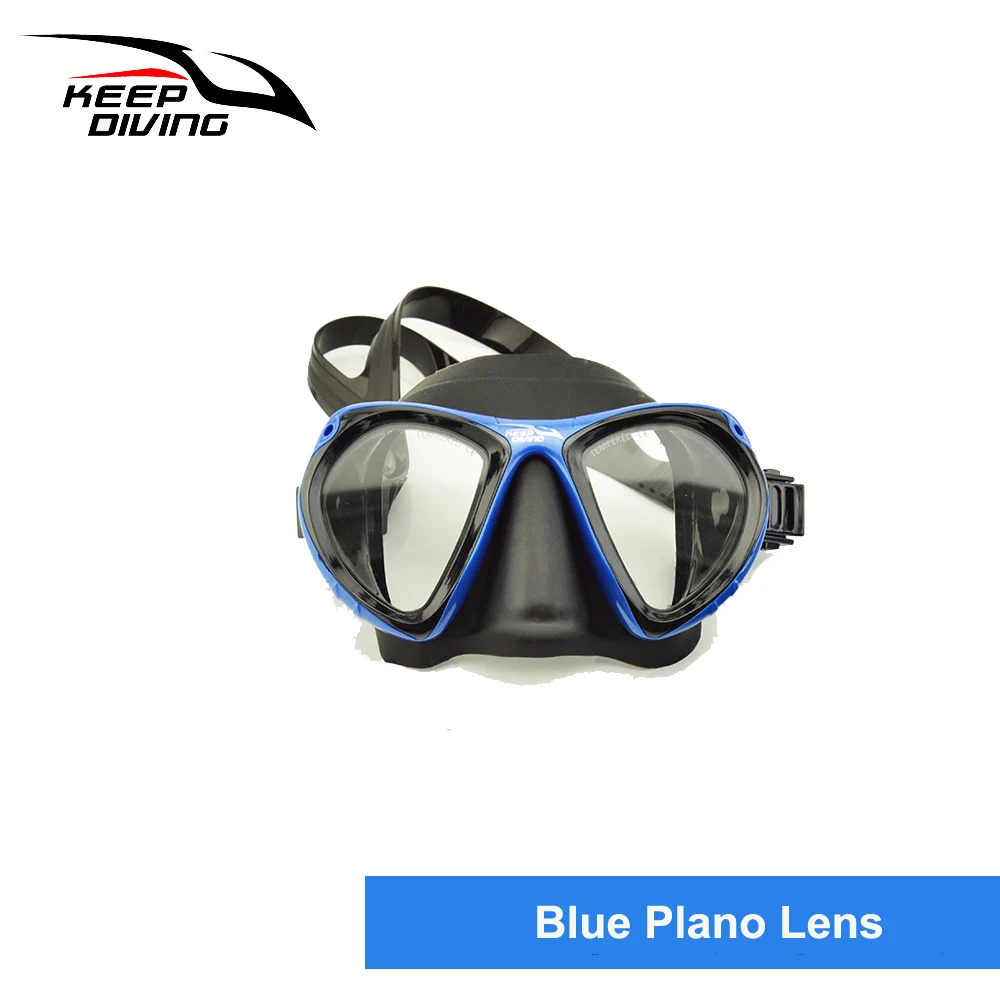 Профессиональная маска для подводного плавания, полностью сухая, складная, для взрослых, маска для подводного плавания - Цвет: Blue Plano Lens