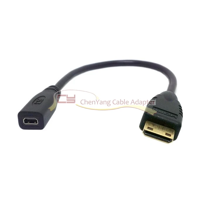 Cablecc CY Тип D Micro HDMI v1.4 разъем для Женский Тип C Mini HDMI Мужской конвертер Кабель-адаптер 10 см