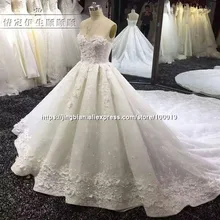2017 Luxury Lace Ball Gown Wedding Dress Tulle Robe De Mariage Bridal Gowns Sweep Train Wedding Dresses vestidos de novia