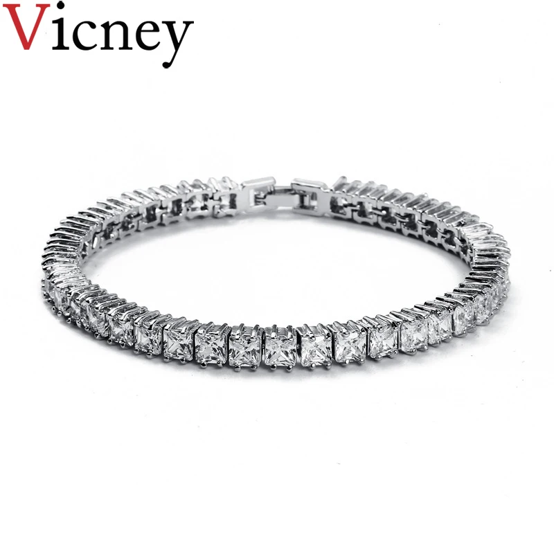 Vicney 2019 Новый AAA циркониевый браслет элегантная Двойная Цепочка &amp звено браслеты