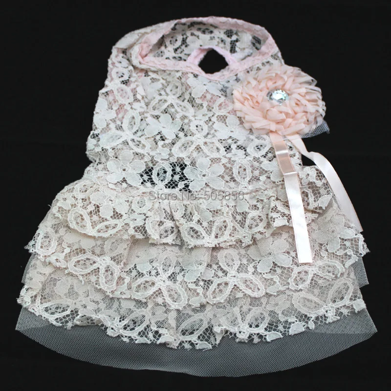 

Pink/White/Black soft flower-shaped dog dress,pet shirt clothes apparel,5 sizes available
