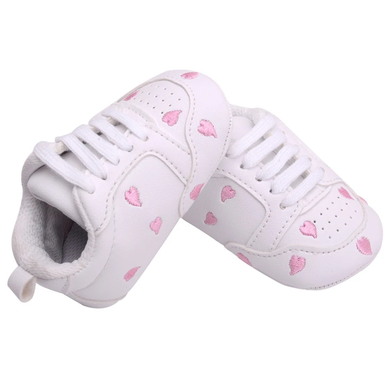 Sapatos de Bebê Acima do Plutônio Pares Pacote Recém-nascidos Meninos Meninas Coração Estrela Padrão Primeiros Caminhantes Crianças Rendas Tênis 0-18 Meses 2 - 15 Primeiros caminhantes