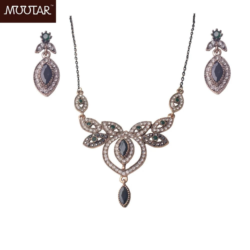 Charm Turkish Flower Necklace Earring Sets Pendants Chains Resin Choker