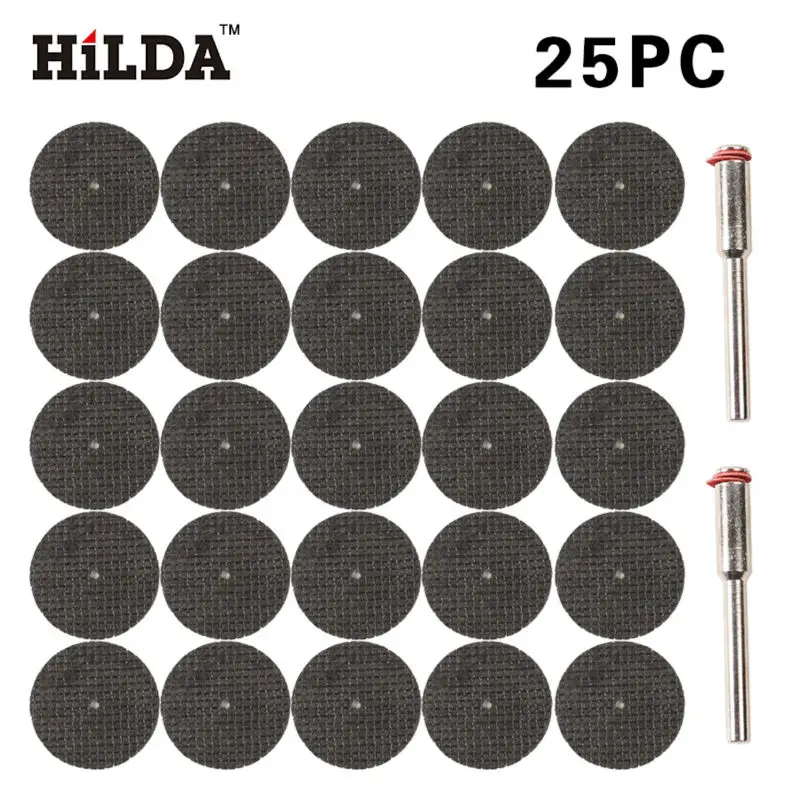 

25pc Fiberglass Reinforced Cut Off Wheel Disc with 2 Mandrels 1/8" Fit For Dremel Tool Rotary Tool