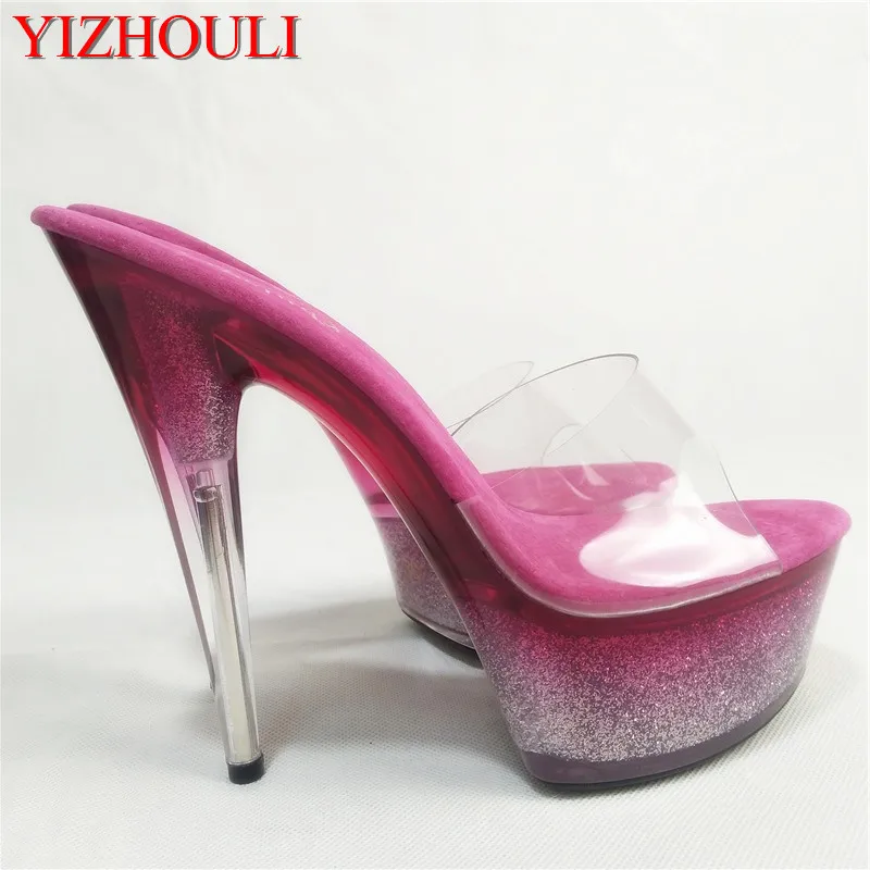 

15cm The latest model, gradual discoloration, catwalk catwalk shows, stage slippers, nightclub dance sandals