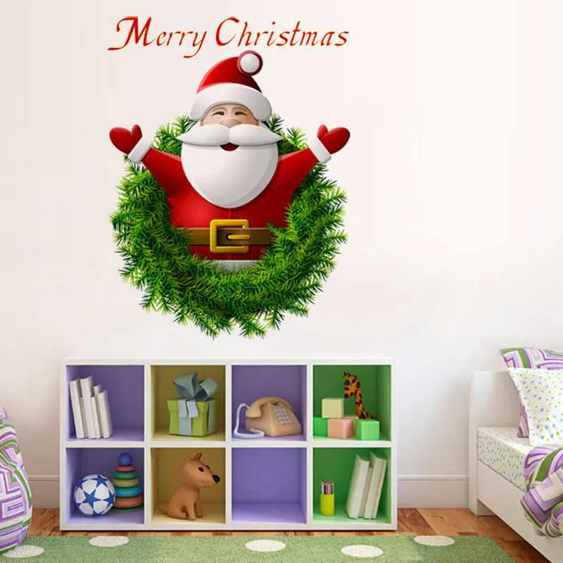 20x27 cmMerry Рождество Санта Клаус художественные виниловые 3D наклейки на стену Рождество Домашний Декор Декорация