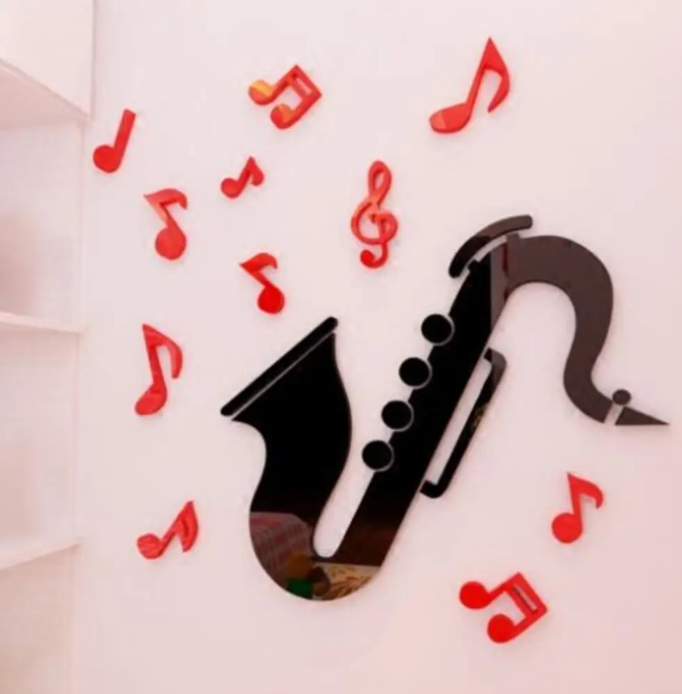 Sax музыка класс 3D акриловые Трехмерные настенные наклейки детская комната