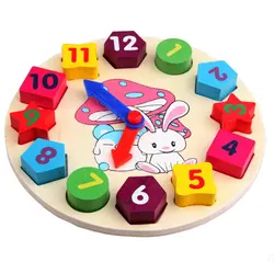 Высокое качество деревянные блоки игрушки Цифровой Геометрии Часы детская признать Multi Форма Развивающие игрушки для малышей подарок