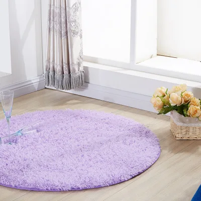 Круглый ковер, ковер для гостиной, спальни, обеденный пол, домашний декор, ковер 80 см, 120 см, 200 см, негабаритный Противоскользящий - Цвет: Purple long hair