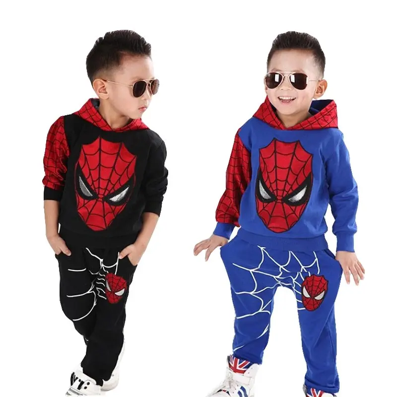 

2019 new product explosion two piece boy spring and autumn models Europe and the United States cotton spiderman sports sets