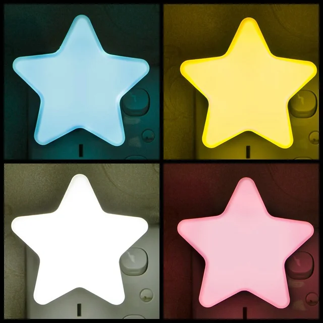Us Eu Plug In Star 4 Colors Sensor Led Night Light Children Bedroom Us Eu Plug In Star 4 Colors Sensor Led Night Light Children Bedroom Bedside Wall