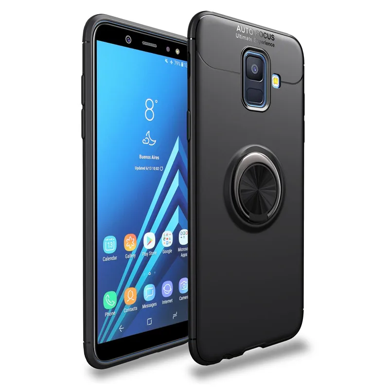 

Anti-knock Soft Silicone Back Cover Cases For Samsung Galaxy A6 /A6 Plus 2018 Mobile Phone Case With Ring Bracket