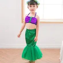 Модные детские купальники для девочки-русалки, Детские бантики, комплект бикини, костюм русалки, костюм на Хэллоуин, комплект одежды для подростков, 3 предмета, купальники