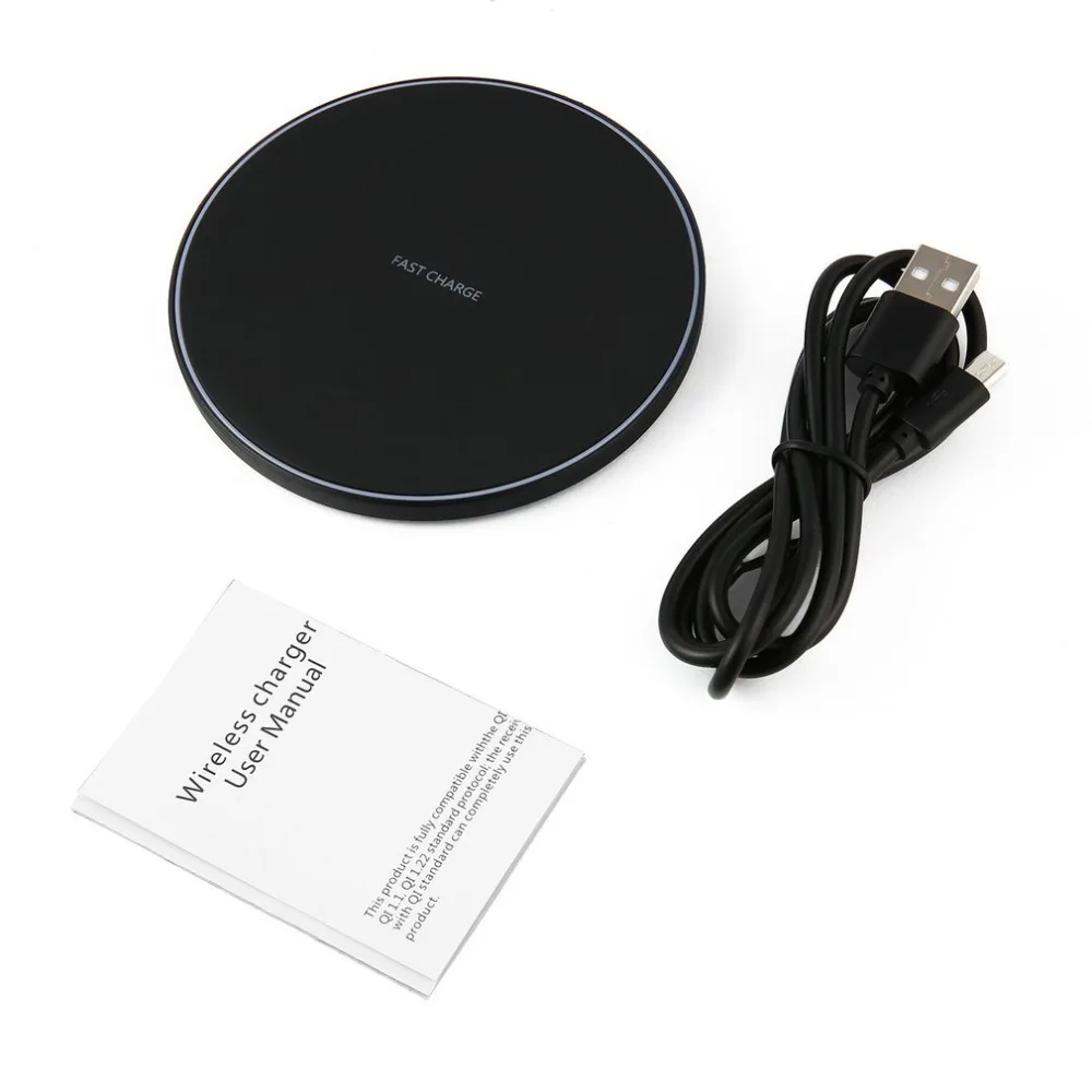 

Ultra Slim Round Qi Wireless Charging Pad Fast Charger for Mobile Phone Portable Mobile Phone Power Charger drop ship