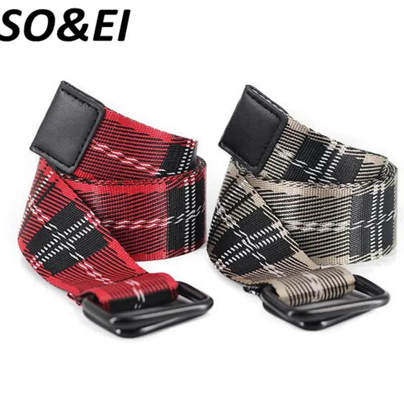 

SOEI Vintage Men Womens Designer Belts Fashionable Ladies Striped Belt Square Buckle Simple Design Women Men Chain Belt Newest