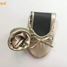 Производитель по Заводской Цене Сложите оранжевые женские балетки с сумочкой упаковки