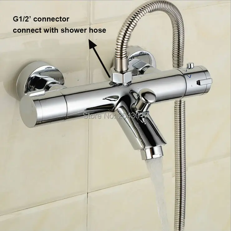 Billige GIZERO chrom finish badezimmer thermostat wasserhahn dusche wasserhahn wand badewanne wasserhahn dusche torneira banheiro ZR956