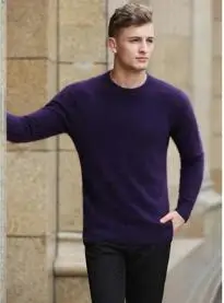 Вязаный Мужской свитер из натурального норкового кашемира, мужские пуловеры, натуральная цена размера плюс, мужские свитера с фабрики tsr593 - Цвет: Violet