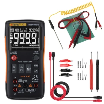 

Q1 True-RMS Digital Multimeter Button 9999 Counts Analog Bar Graph AC/DC Tester