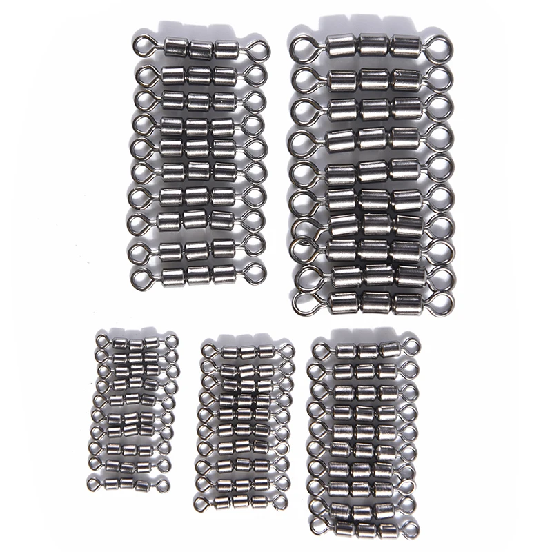 

10pcs/lot High Speed strength Fishing triple Rolling Swivel Barrel Connector Fishing Tools Tackle Accessories Size2 4 6 8 10