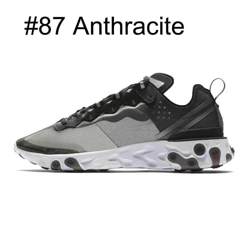 react element 87 55 Кроссовки для мужчин и женщин, антрацит, светильник, кость, тройной, черный, белый, красный, ORBIT, кроссовки, спортивные кроссовки