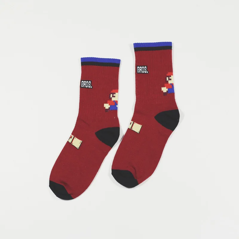 Носки унисекс в стиле Харадзюку, Calcetines, брендовые уличные носки для мужчин и женщин, хлопковые носки с изображением героев игры Супер Марио, каннибала, носки с цветами
