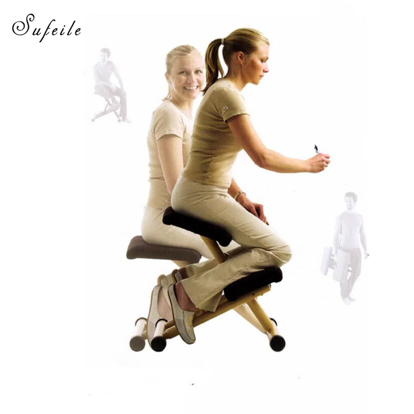 SUFEILE Banquinho Ergonômico Ajuelhando Postura Computador De Balanço De Madeira Cadeira de Mobiliário de Escritório Em Casa Cadeira Ergonómica Ajoelhada Originais