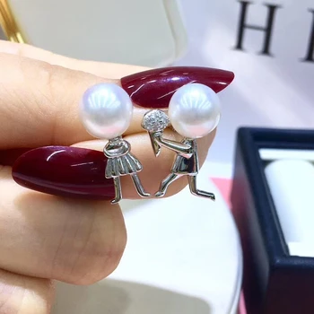 

925 Sterling Silver Earrings Findings BOY GIRL LOVERS Settings Mountings Parts Mounts for Pearls Agate Coral Beads Stones