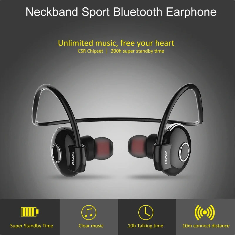 Awei A845BL Bluetooth наушники с шейным ремешком беспроводные микрофоном свободные руки