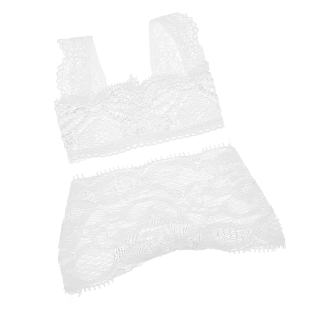 

1/4 White Lace Brace Underwear Top Brief Lingerie Set for BJD Doll Clothes Decor
