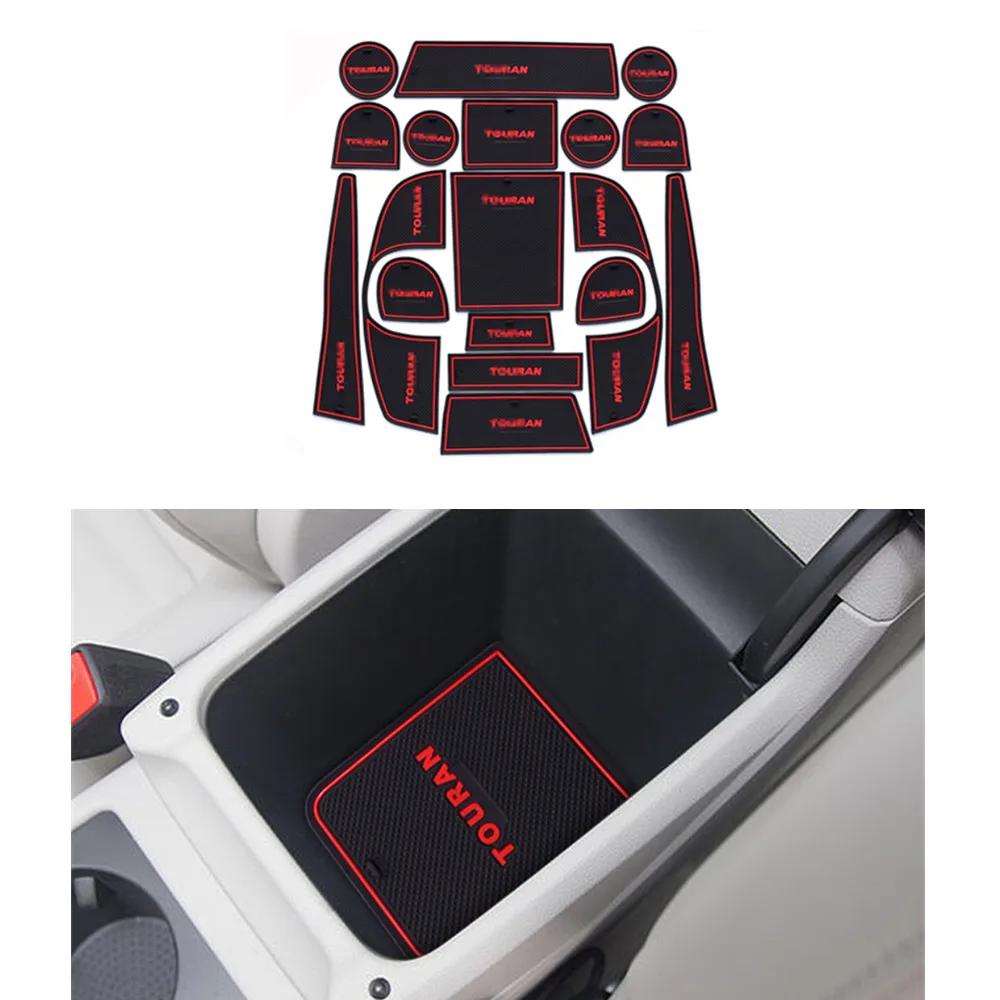  For Volkswagen VW Touran 2008 - 2015 Anti Slip Car Door Slot Gate Groove Non-Slip Mat Interior Cup 