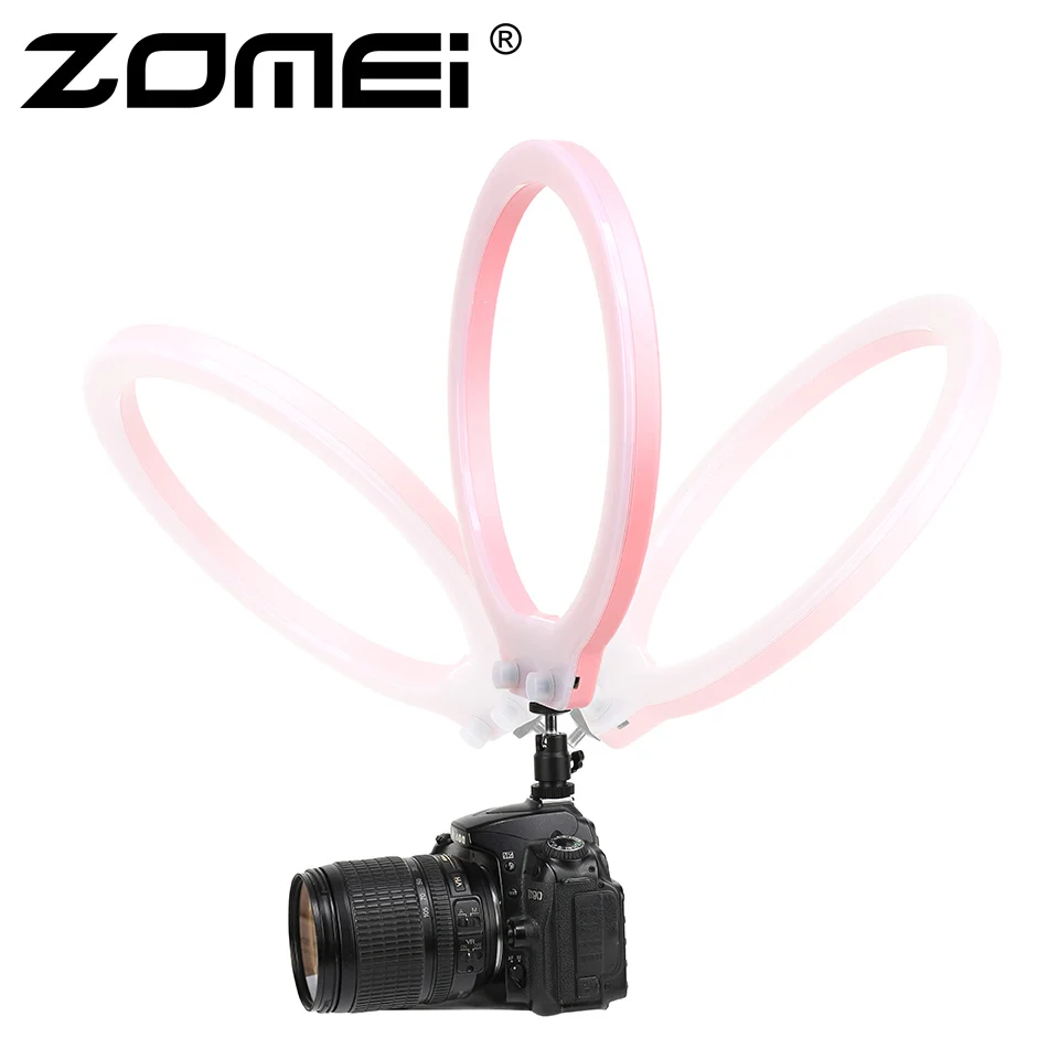 ZOMEI Mini LED Selfie Ring Light Photographic Lighting Camera Phone Video Studio Flexible Table Ringlight With Stand For Makeup 