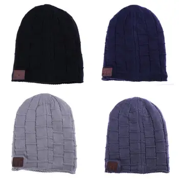 

New Soft Winter Warm Hat Smart Cap Wireless Bluetooth Headset Headphone Speaker Mic Bluetooth Hat Four color Gift for Christmas